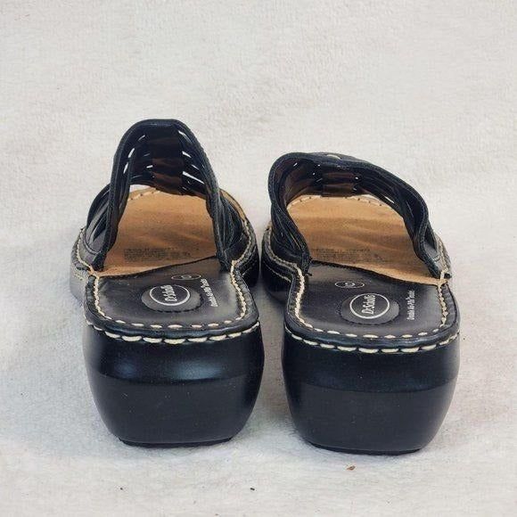 Dr. Scholl's Black Leather Strappy Low Platform Slip-On Sandals Size 9M - Picture 4 of 6